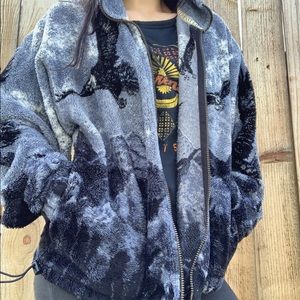 vintage eagle print fleece jacket ↬ perfectly worn